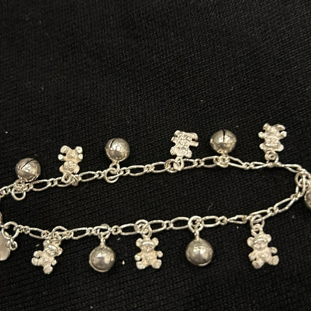 Child’s Sterling Silver Charm Bracelet 3 1/2” Wide Very Good Used Condition